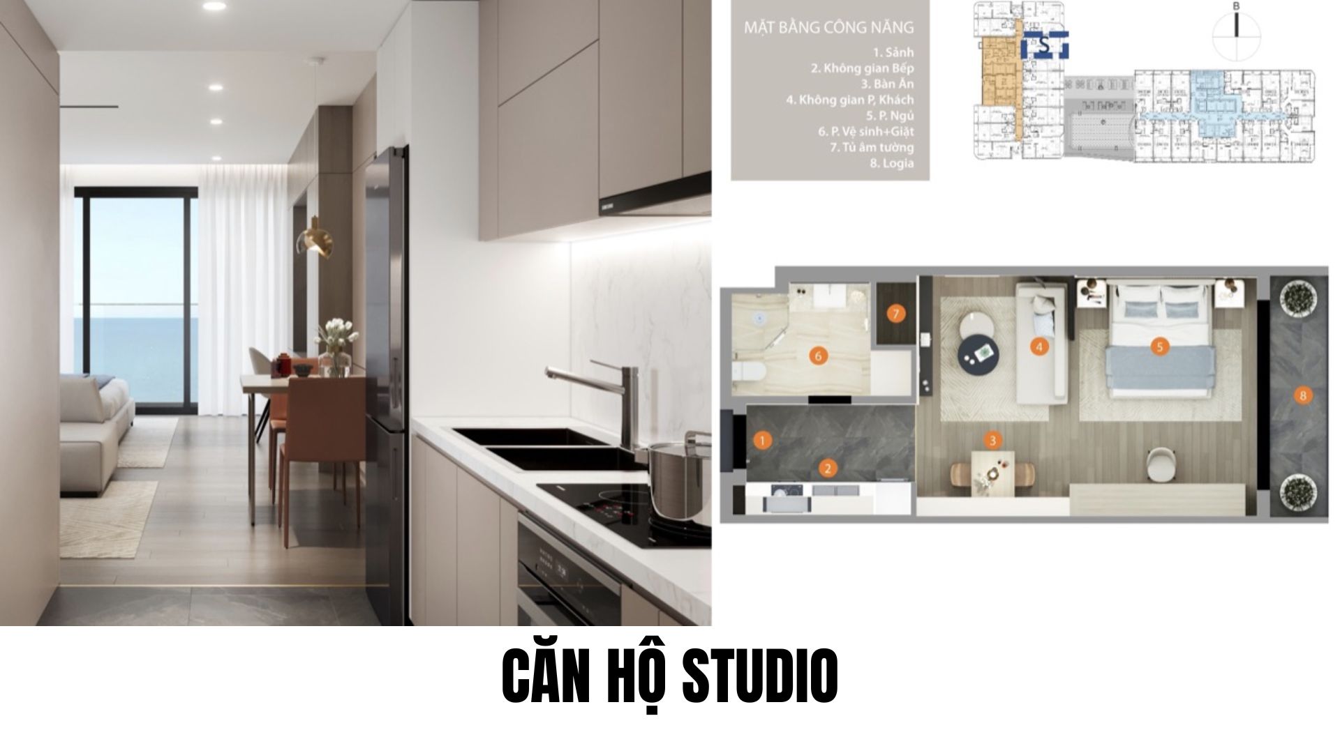 Layout Căn Hộ Studio (Diện Tích 45 - 46m2)