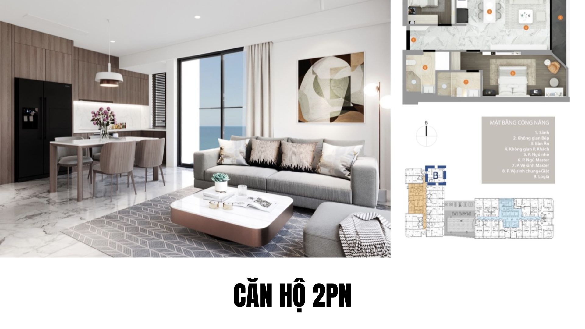 Layout Căn Hộ 2 Phòng Ngủ (Diện Tích 85 - 100m2)